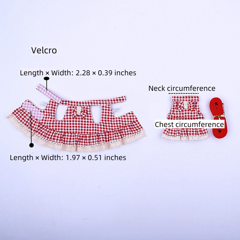 TAILNOOKLET Handmade Bearded Dragon Christmas Leash & Harness Set – Red Plaid Dress, Costume & Clothing for Small Pets like Meerkats, Ferrets, Guinea Pigs, Chinchillas, and Squirrels
