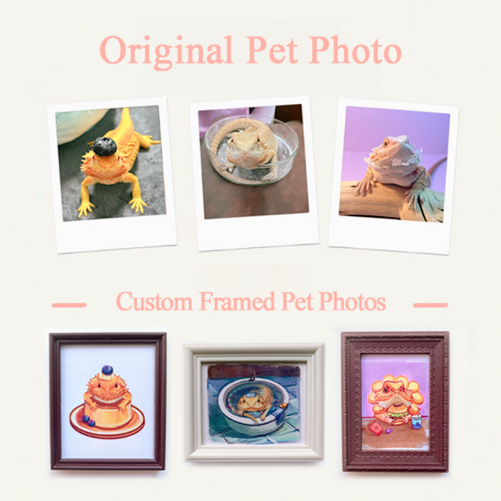 Custom Mini Pet Portrait | Hand-Drawn & Oil-Print Style