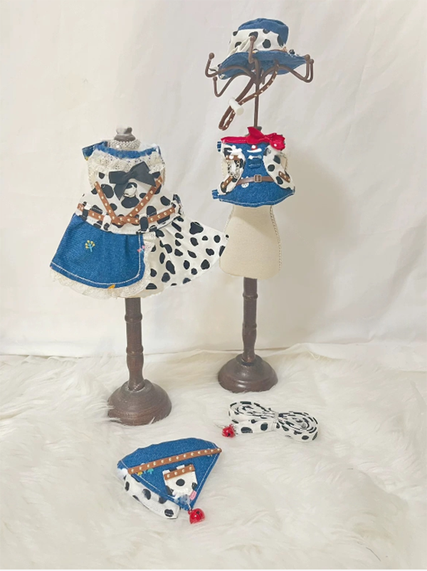 Bearded Dragon Cowboy Outfit β Adjustable Denim Vest or Skirt with Leash, Hat & Bib Optional