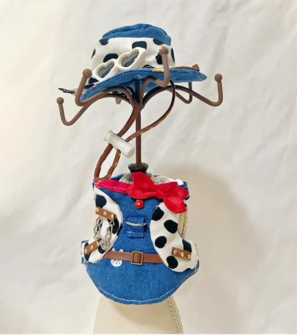 Bearded Dragon Cowboy Outfit β Adjustable Denim Vest or Skirt with Leash, Hat & Bib Optional