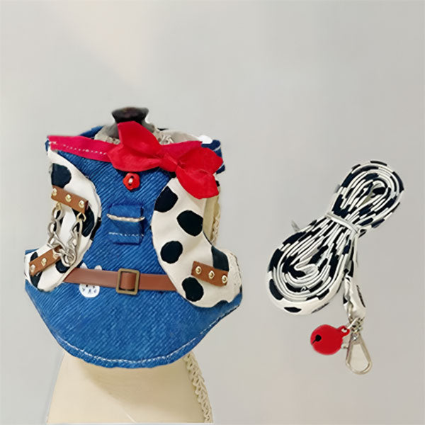 Bearded Dragon Cowboy Outfit β Adjustable Denim Vest or Skirt with Leash, Hat & Bib Optional