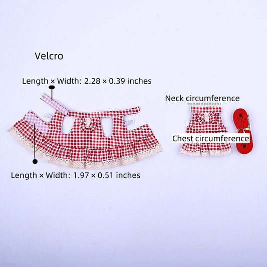 TAILNOOKLET Handmade Bearded Dragon Christmas Leash & Harness Set – Red Plaid Dress, Costume & Clothing for Small Pets like Meerkats, Ferrets, Guinea Pigs, Chinchillas, and Squirrels