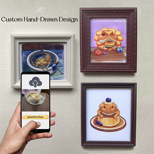 Custom Mini Pet Portrait | Hand-Drawn & Oil-Print Style